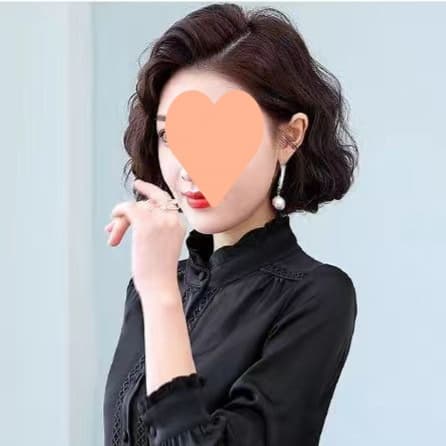 黒シャツ レース立襟フリル袖シャツ