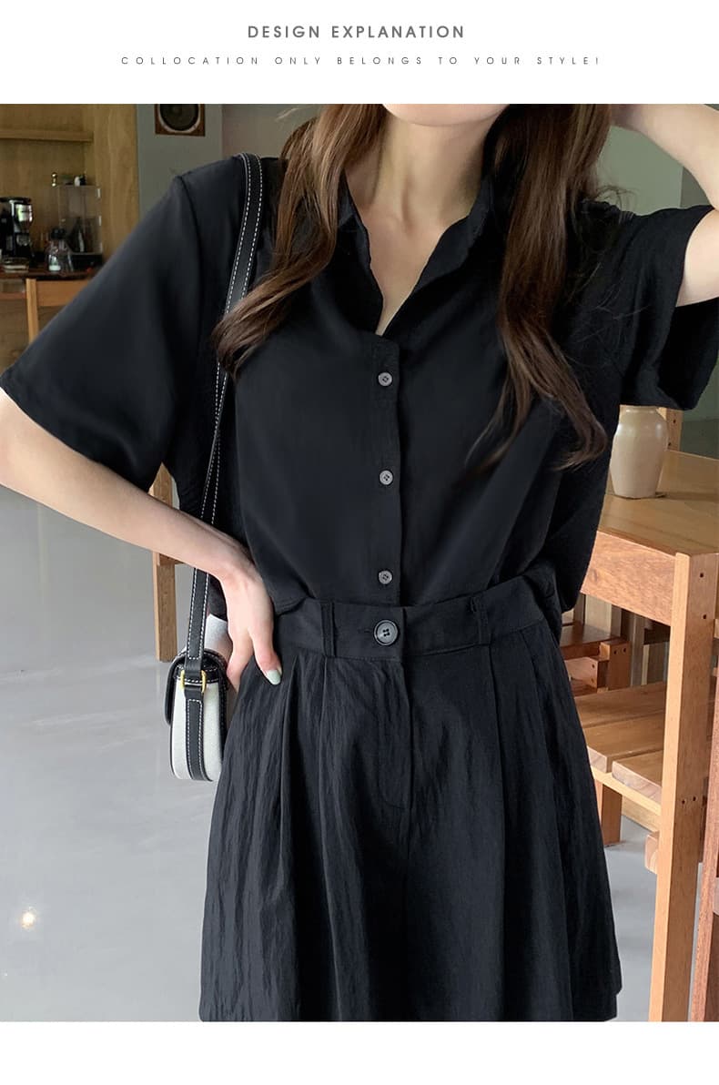 黒シャツ シンプル優美なシャツワンピース