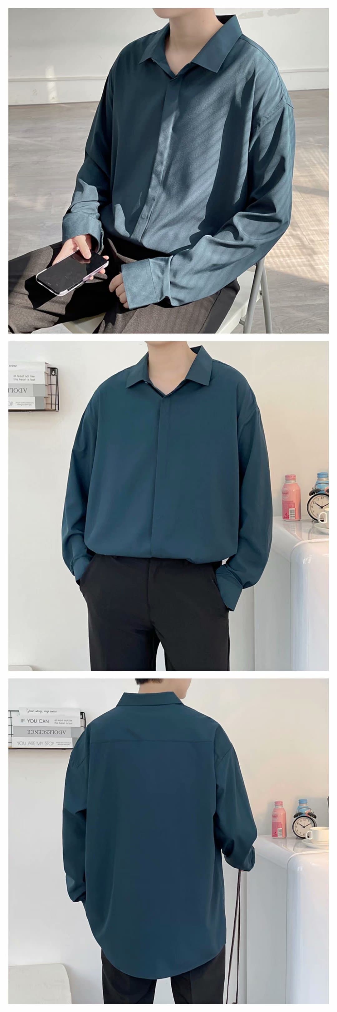 黒シャツ ゆったりシルエット 上質シャツ