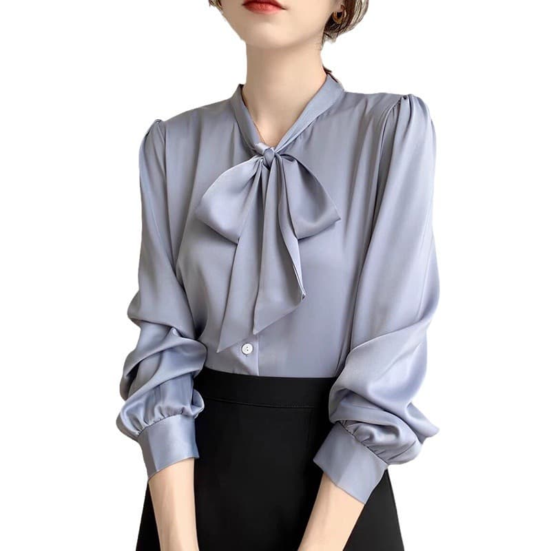 黒シャツ シンプル上質シルクシャツ