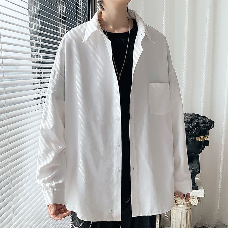 黒シャツ シンプル無地ゆったりシャツ