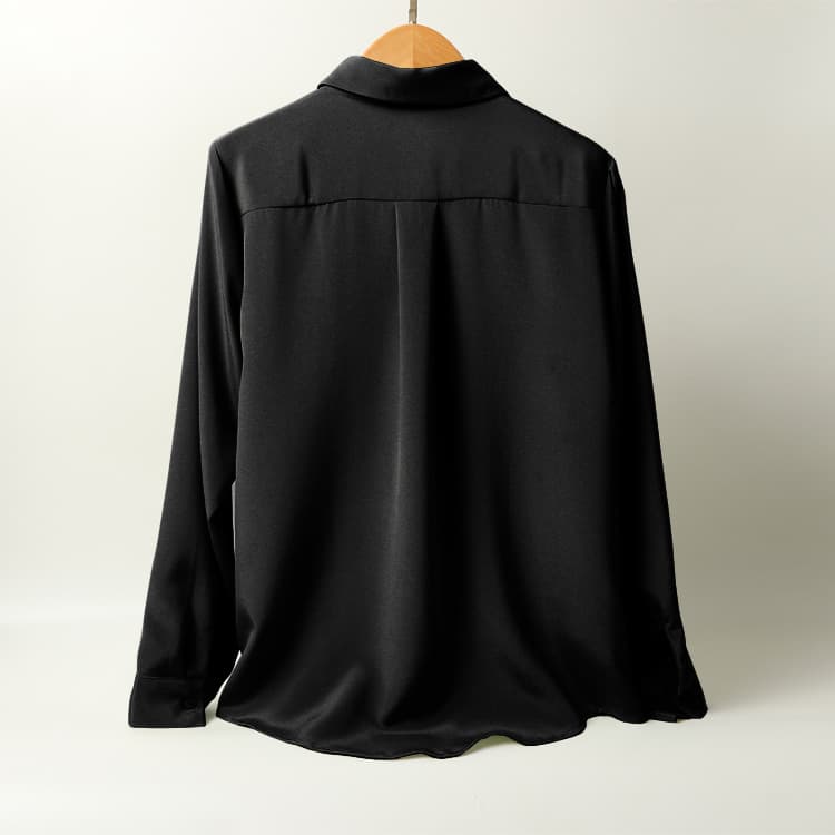 黒シャツ 上質シルク光沢シャツ