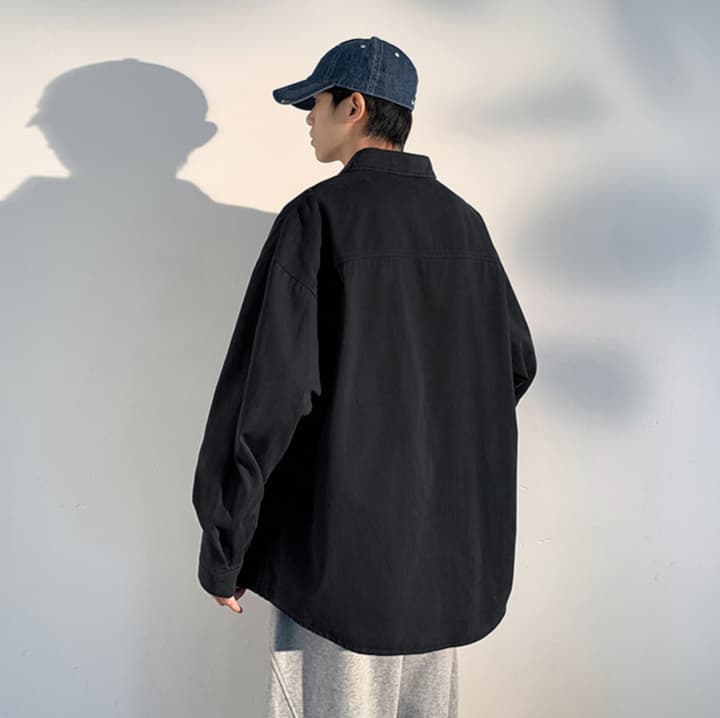 黒シャツ ワークデザイン シャツジャケット