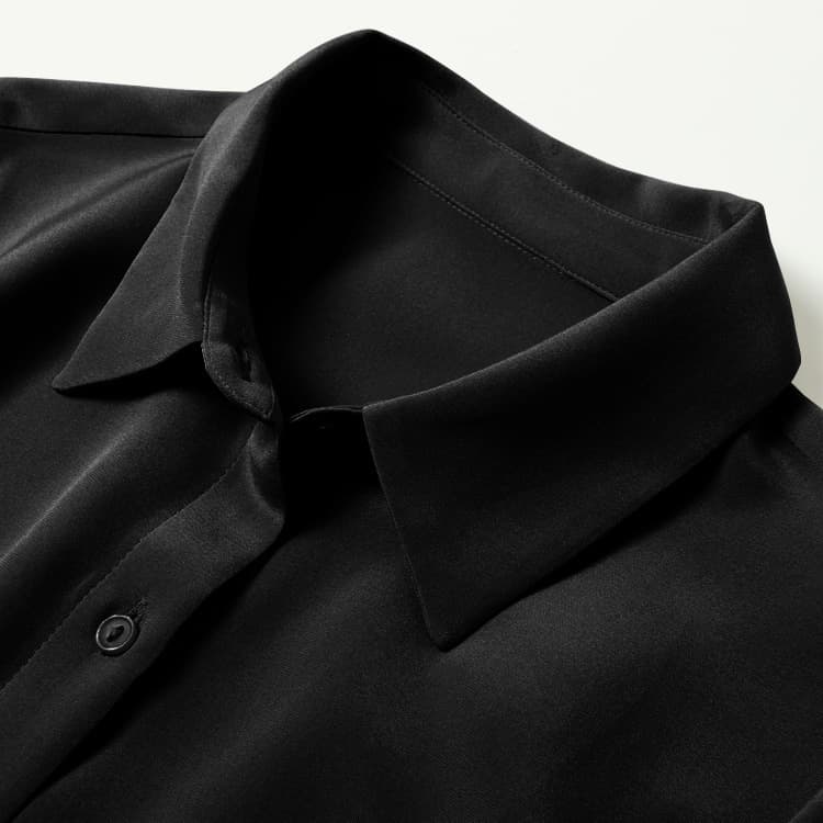 黒シャツ 上質シルク光沢シャツ