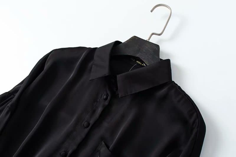 黒シャツ シンプル上質ロングシャツ